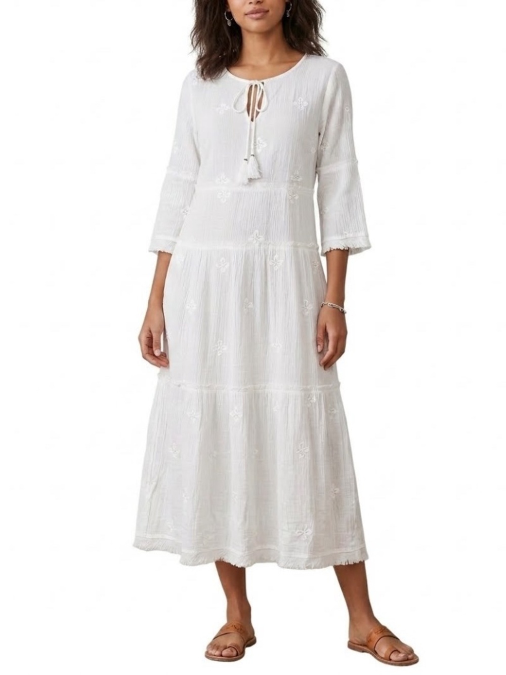 Aspiga NWT White Embroidered Floral Organic Cotton Dress Sz S Rush Sorority